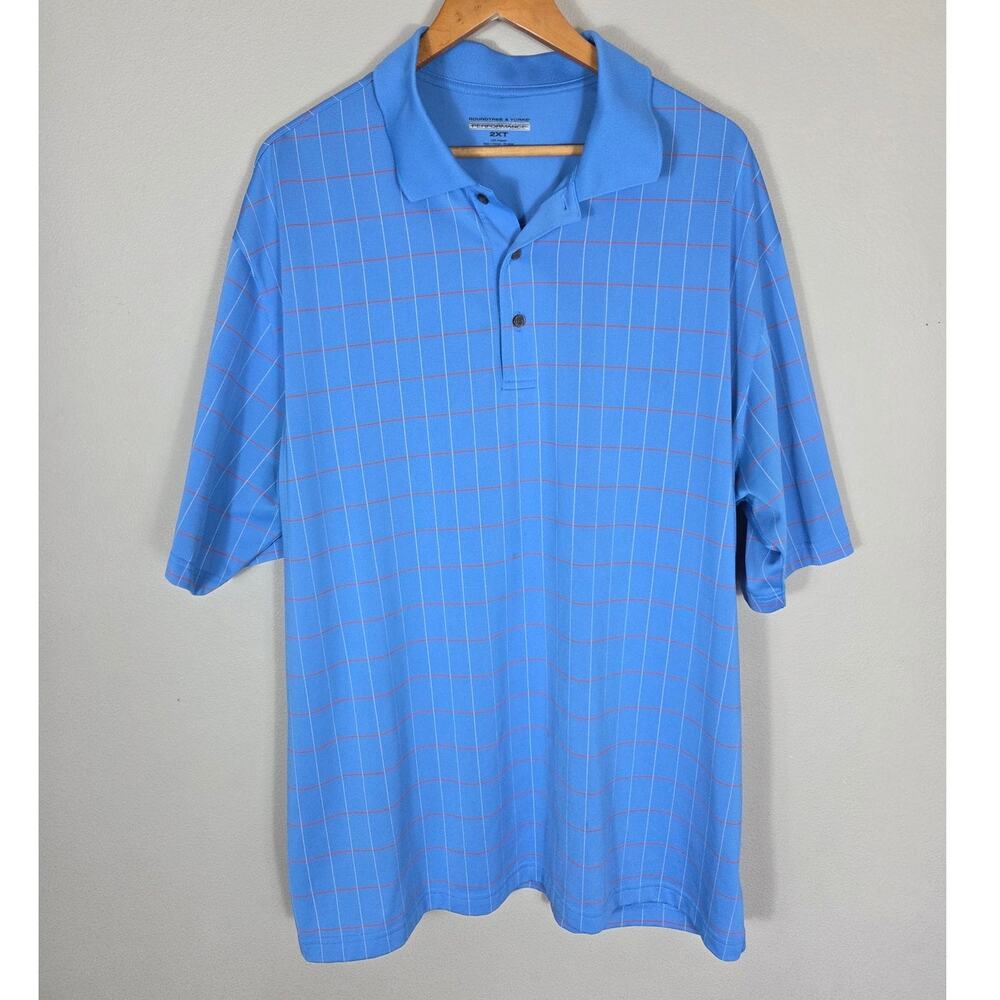 Roundtree & Yorke Performance Blue Orange & White Polo Shirt Size 2XT